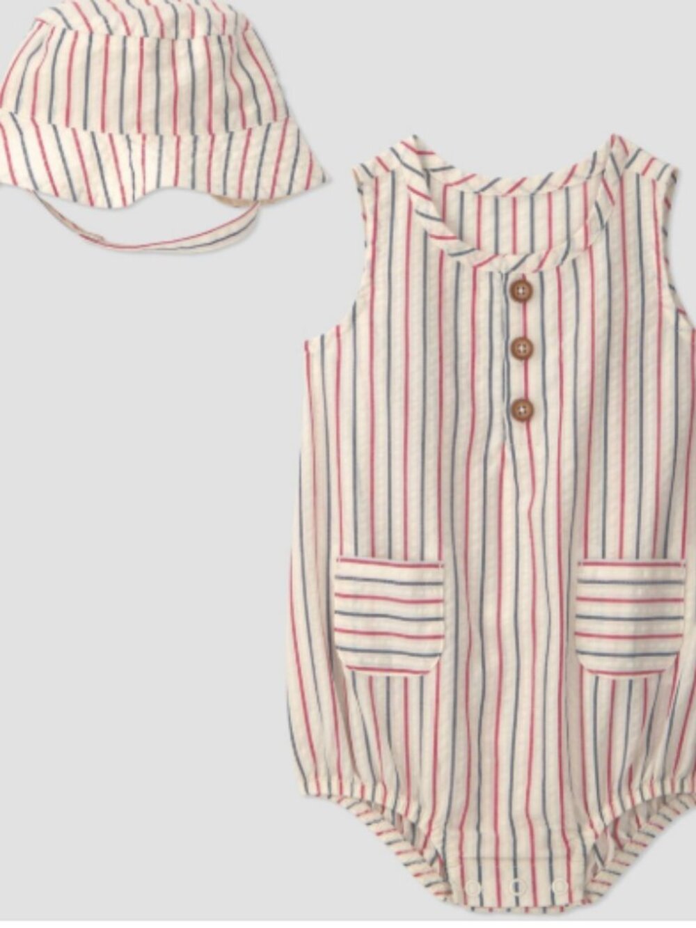 Carter's Just One You® Baby Boys' Striped Americana Bubble Romper and Hat Set -